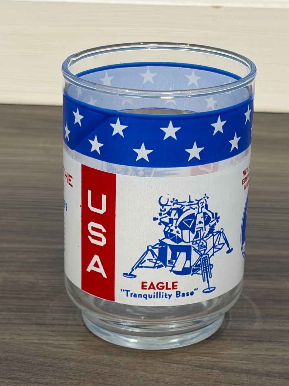 Vintage 1970s Libbey Nasa Man On The Moon Eagle Tranquility Base Drinking Glass